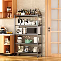 Sturdy Metal Bathroom Cabinet Rack with Wheels and Multi tier Storage Shelves