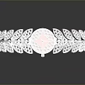 Elegant Silver Bracelet with Leaf Shaped Pattern Diamond Studded and Red Accent Gem 3d model