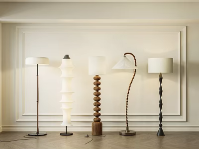 Diverse Collection of Modern Floor Lamps With Unique Lamp Bases And Shades 3d model