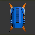 Computer Controlled Robotic Device With Blue Orange Design Dual Antennas Camera Lens And Mechanical Legs