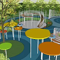 Park Square Modern Park 3d model