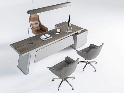 Modern Office Desk and Chair Office Furniture 3d model