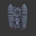 Futuristic Metallic Spacecraft Thruster Engine With Dual Conical Design And Red Propulsion Core