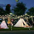 Star Shaped String Decorative Lights For Outdoor Night Camping With Tents On Grass