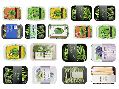 Fresh Packaged Vegetables Including Broccoli Green Beans And Spinach For Healthy Meals 3d model