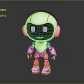 3D Shiny Silver Robot Character With Headphones And Big Eyes On Reflective Surface