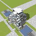 Modern Multi Storey Apartment Building Exterior Design With Balconies Green Area And Roadway