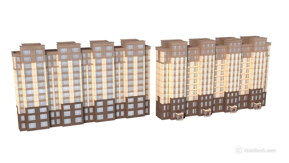 Modern Residential Building Exterior Design With Multi Storey Structure And Windows 3d model