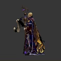 Fantasy Character In Elaborate Purple Red Attire Holding Ornate Staff And Scroll