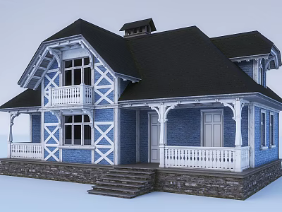 Single-family villa hotel high-end building famous hotel seaside townwalk ancient town resort new Chinese style simple European classical villa area club commercial building 3d model