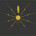 Yellow Mechanical Spider Like Structure With Long Legs And Circular Component