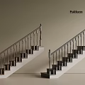 Modern Wooden and Metal Railings for Stairs with White Steps in Poliform Design