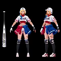 Game and Movie Character in STAR Jersey Red White Blue Outfit White Cap Blonde Hair