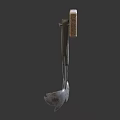 Metal Kitchen Utensils Hanging On Brown Wooden Rack Including Forks And Spoons
