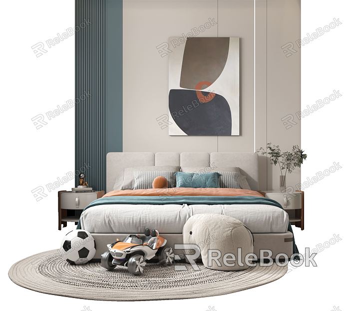 Modern Background Double Bed Bed model