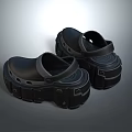 Practical Black Clogs With Thick Sole And Strap Design For Daily Use 3d model