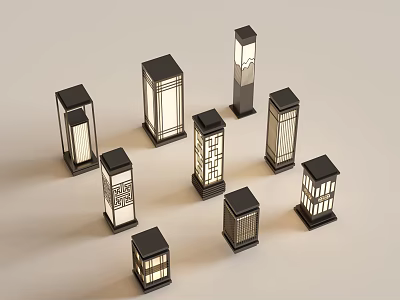Modern Chinese Landscape Lamp Lawn Lamp Garden Lamp Outdoor Lamp Combination 3d model