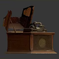 Vintage Phonograph With Wooden Case Open Horn And Classic Retro Design