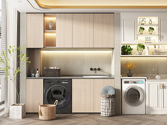 Modern Washing Machine Cabinet Balcony Cabinet Washing Machine Cabinet Combination 3d model