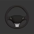 Modern Automotive Steering Wheel With Stitched Leather Grip And Control Buttons