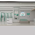 Modern Bank Interior Open Space Design With Green Elements Display Screens And Service Counters 3d model