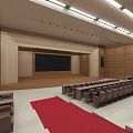 Modern Conference Room Interior With Rows Of Seats Large Projection Screen And Ceiling Lighting