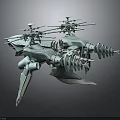 Futuristic Cosmic Spacecraft With Mechanical Propellers And Metallic Wing Structure For Interstellar Exploration 3d model