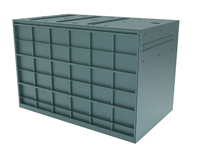 Gray Metal Storage Box With Multiple Compartments And Structured Design 3d model