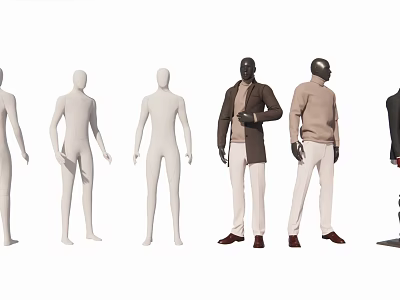 Fashion Store Mannequins Featuring Dressed and Undressed Styles Standing in Various Poses 3d model