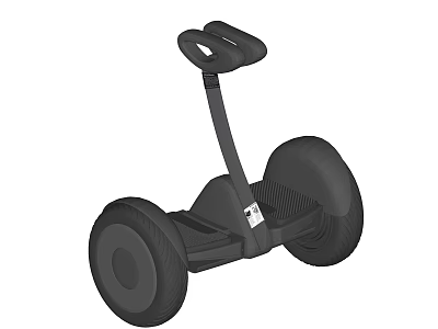 Black Electric Hoverboard With Two Large Wheels And Handlebar Design 3d model