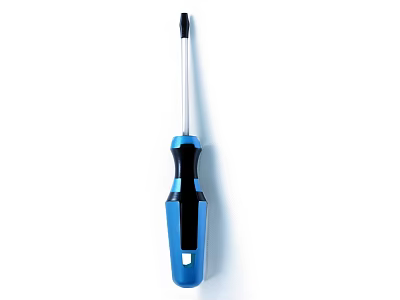 Industrial Screwdriver With Blue Black Plastic Handle And Metal Shaft Professional Tool 3d model