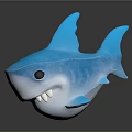Cute Blue And White Shark Plush Toy With Big Eyes And Smiling Mouth Design