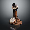 Vintage Telephone With Wooden Base Horn Shaped Receiver And Round Dial