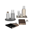 Decorative Accessory Set with Glass Vases Bottles Trays Notebooks Scissors and Candle