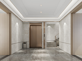 modern elevator hall 3d model