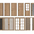 Wooden Hinged Doors With Various Designs Including Glass Panels Louvered Grids and Panel Styles