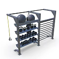 Sports Equipment Metal Multi Layer Rack With Punching Bag Kettlebells And Dumbbells