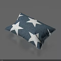 Blue Decorative Pillow With White Stars On Textured Fabric Surface