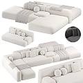 White Sectional Sofa With Modern Modular Design Plush Cushions And Soft Throw Blanket 3d model