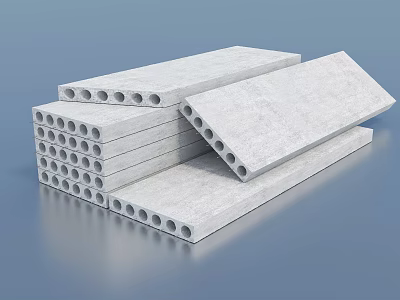 Stacked Precast Hollow Concrete Panels as Structural Building Components for Construction 3d model