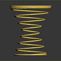 Modern Decorative Stool with Golden Spiral Spring Base and Purple Circular Top with Spiral Pattern