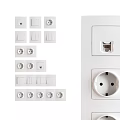 Modern White Home Switch Panels Featuring Various Sockets And Switches 3d model
