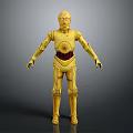 Detailed Yellow Metallic Humanoid Robot Character Standing In Full Body View