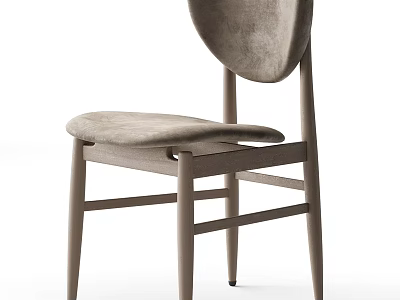 Modern Leisure Chair with Wooden Frame Curved Back and Beige Fabric Seat 3d model