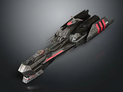 Futuristic Spacecraft Design With Black Exterior Red Accents And Sleek Structure 3d model