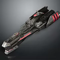 Futuristic Spacecraft Design With Black Exterior Red Accents And Sleek Structure