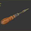 Sturdy Screwdriver As Multipurpose Weapon With Orange Wooden Handle Blue Braided Design And Metal Shaft