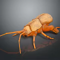 Orange Insect Like 3D Model With Long Antennae And Segmented Body 3d model