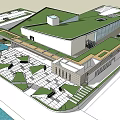 Modern Museum Building Design With Green Roof Glass Facade Open Plaza And Geometric Paving