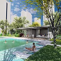 Swimming Pool View Modern Swimming Pool 3d model